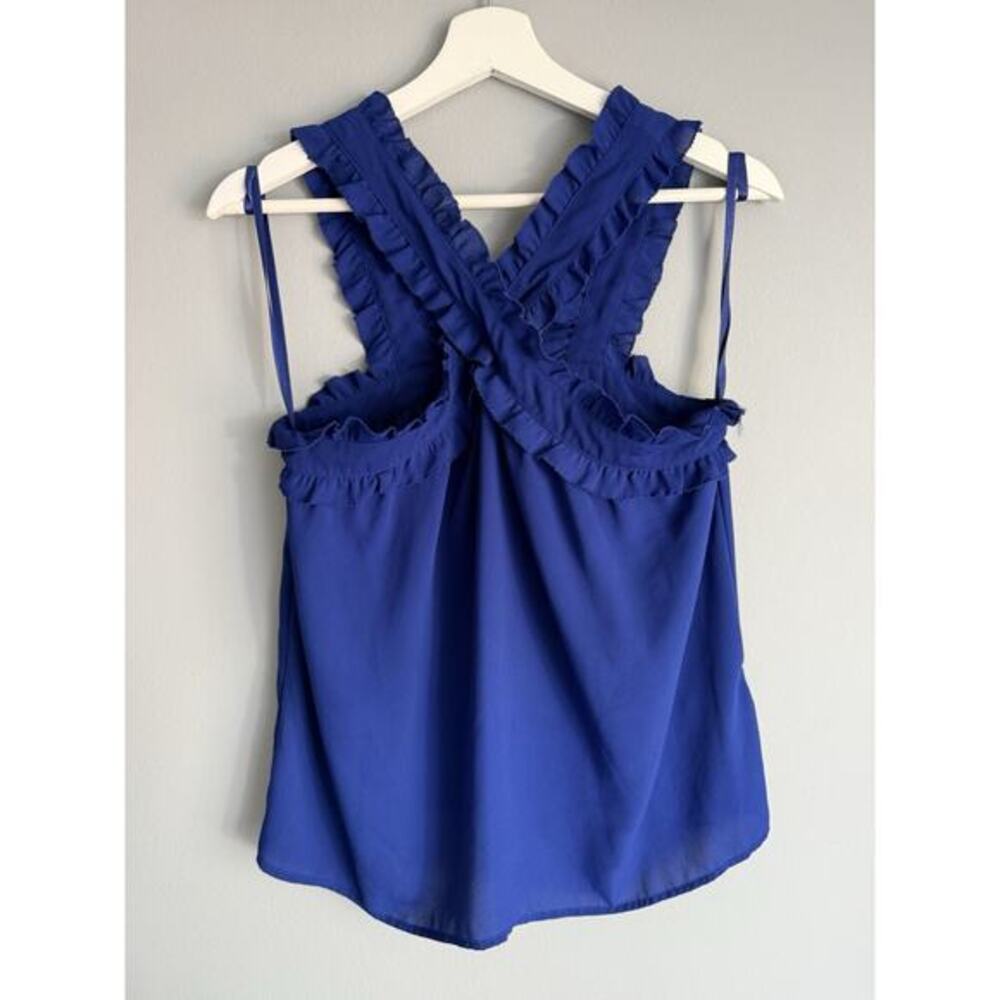 J.Crew Blue Ruffle Strap Tank Top Size 0 Sleeveless Blouse Flowy Feminine